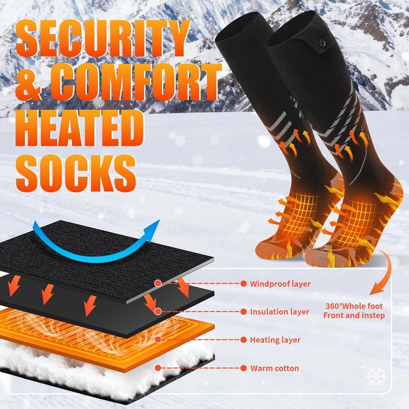 MANAKASA Heated Socks for Men Women, 5000mAh*2 Battery Upgraded Rechargeable Electric Heated Socks with 4 Heating Levels for Hunting, Camping, Hiking, Fishing, Outdoor Activities - Image 3